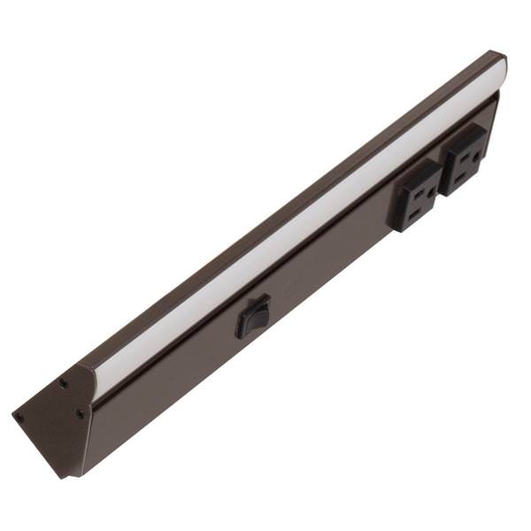 12.5" 4 watt 120 volt Cool White Bronze LED Lighted Power Strip
